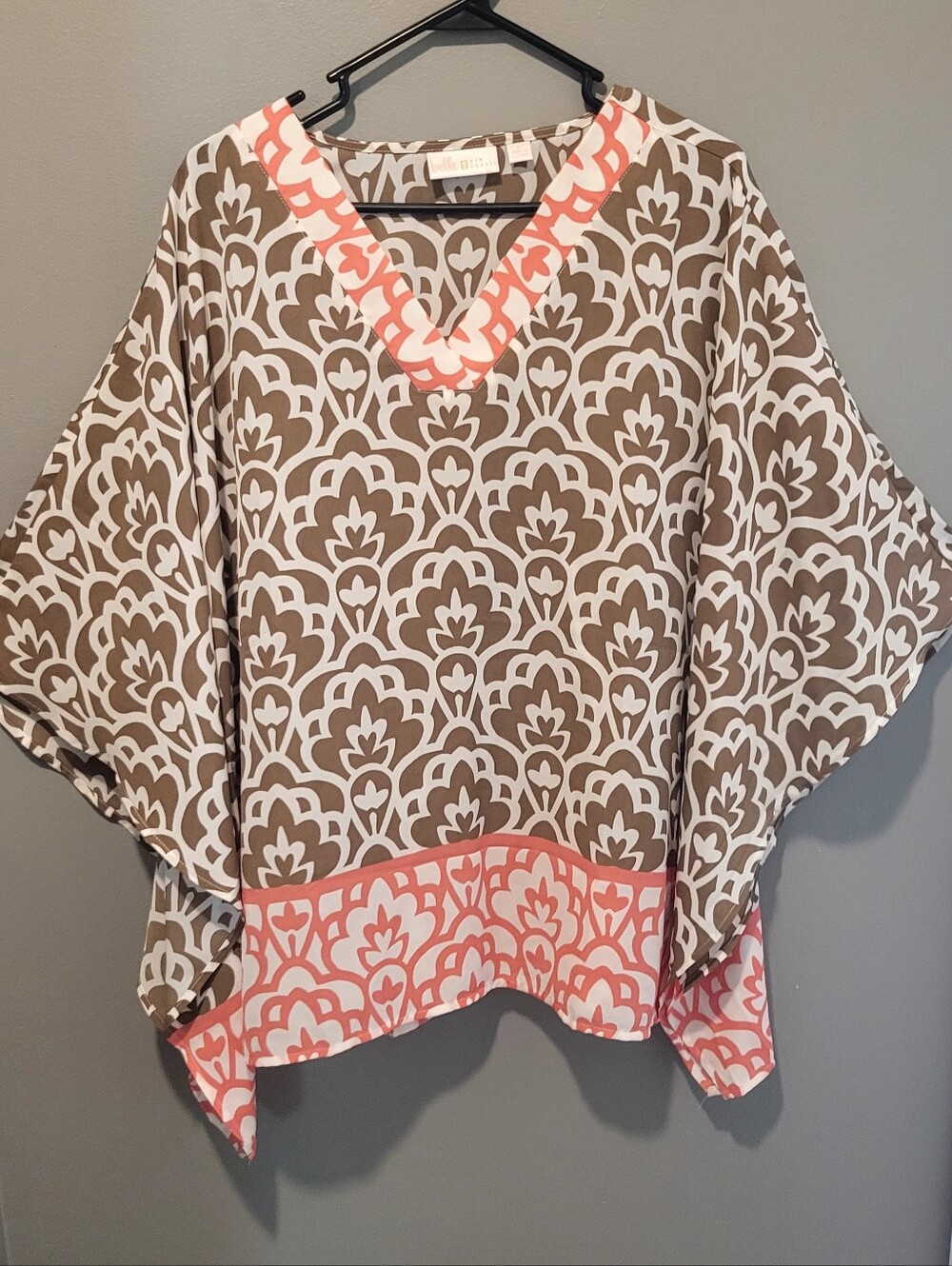 Belle by Kim Grave Geometric Tunic Poncho Light Wt Top Sz L